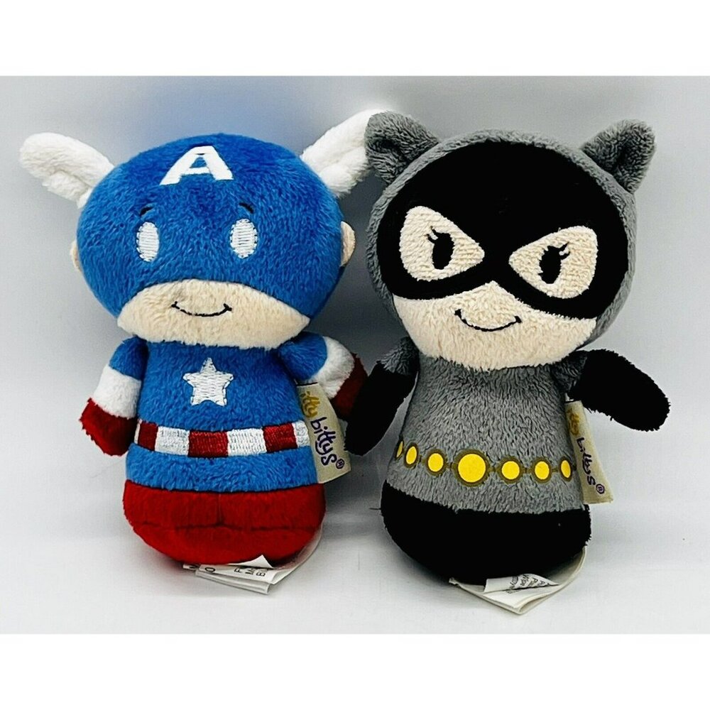 Hallmark Itty Bittys Cat Woman Captain America Plush Lot of 2 Stuffed DC Comics